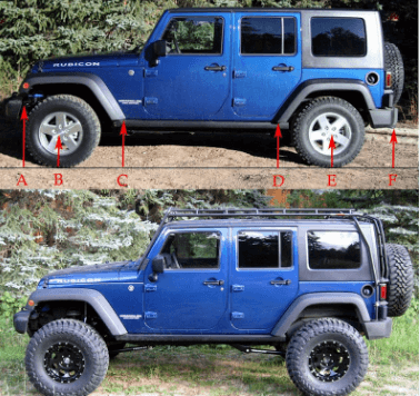 Jeep Wrangler 2.5 Inch Lift Before and After